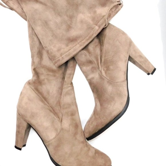 Catherine Malandrino "Sorcha" Taupe Over the Knee Boots - Picture 5 of 14